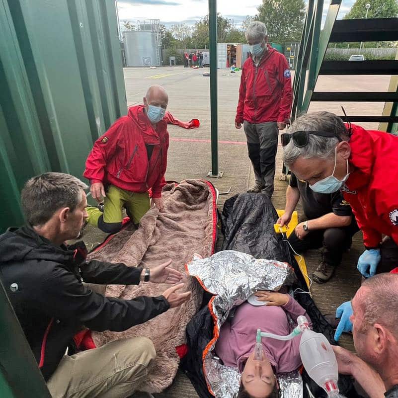 Team member practising medical skills